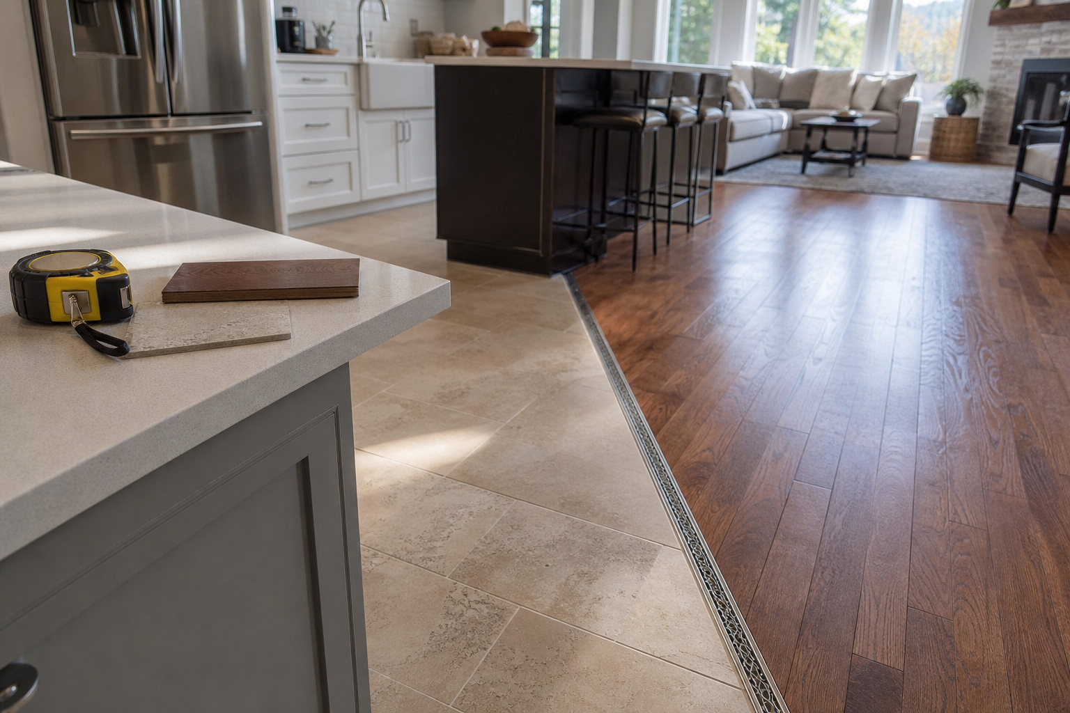 Open Floor Plans and Mixed Flooring: Why Accurate Transition Planning Starts Before You Order Materials