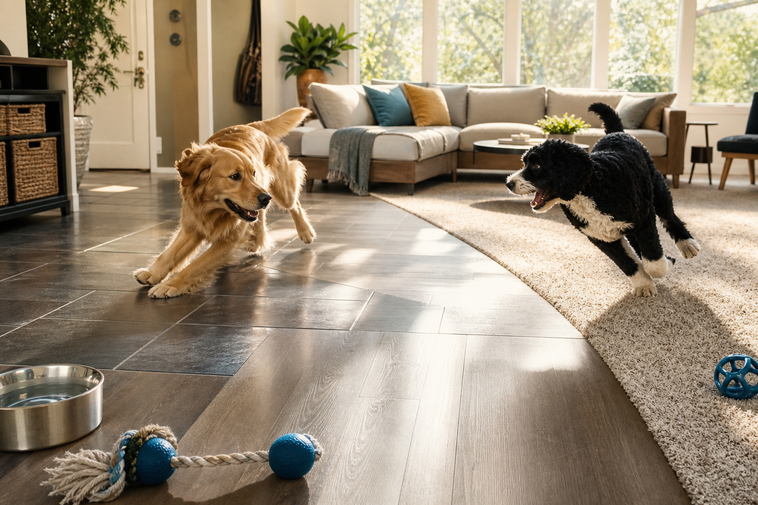 Best Flooring for Multiple Dogs: Which Surfaces Resist Scratches, Accidents, and Daily Traffic?